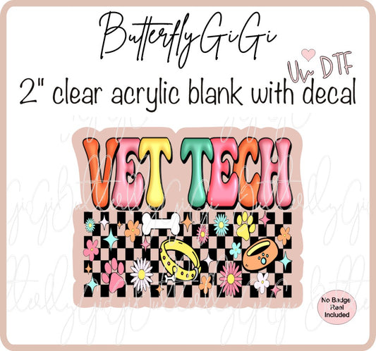UVDTF Medical Vet Tech Checkered