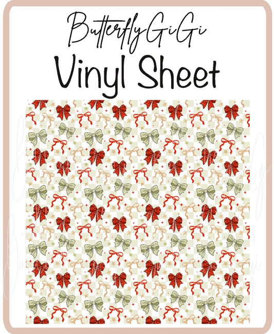 Gold Red Bows Vinyl Sheet