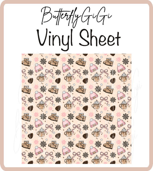 Christmas Cozy Season Pink Vinyl Sheet