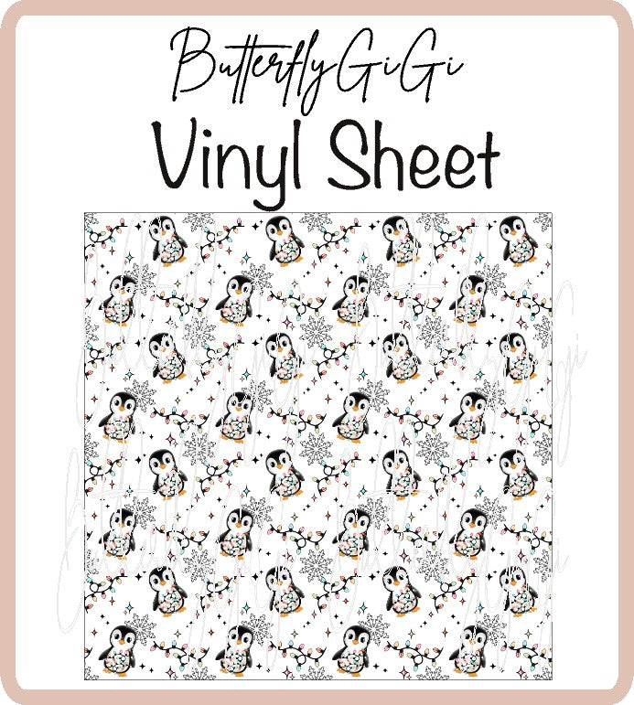 Penguin Lights Xmas Vinyl Sheet