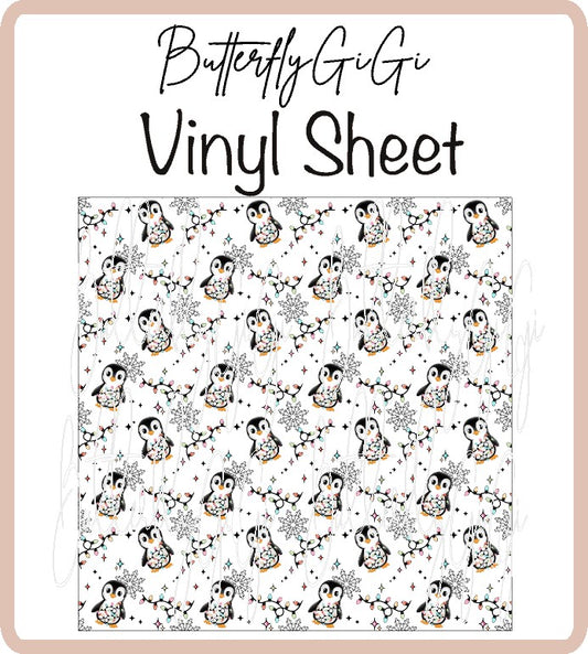 Penguin Lights Xmas Vinyl Sheet