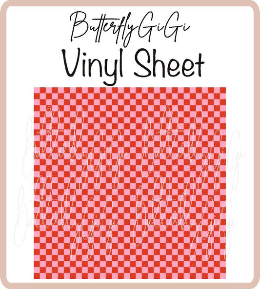 Pink Red Checkered Vinyl Sheet