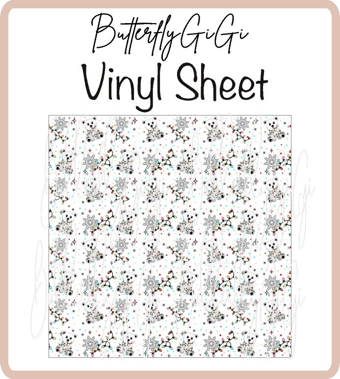 Polar Bear Lights Xmas Vinyl Sheet