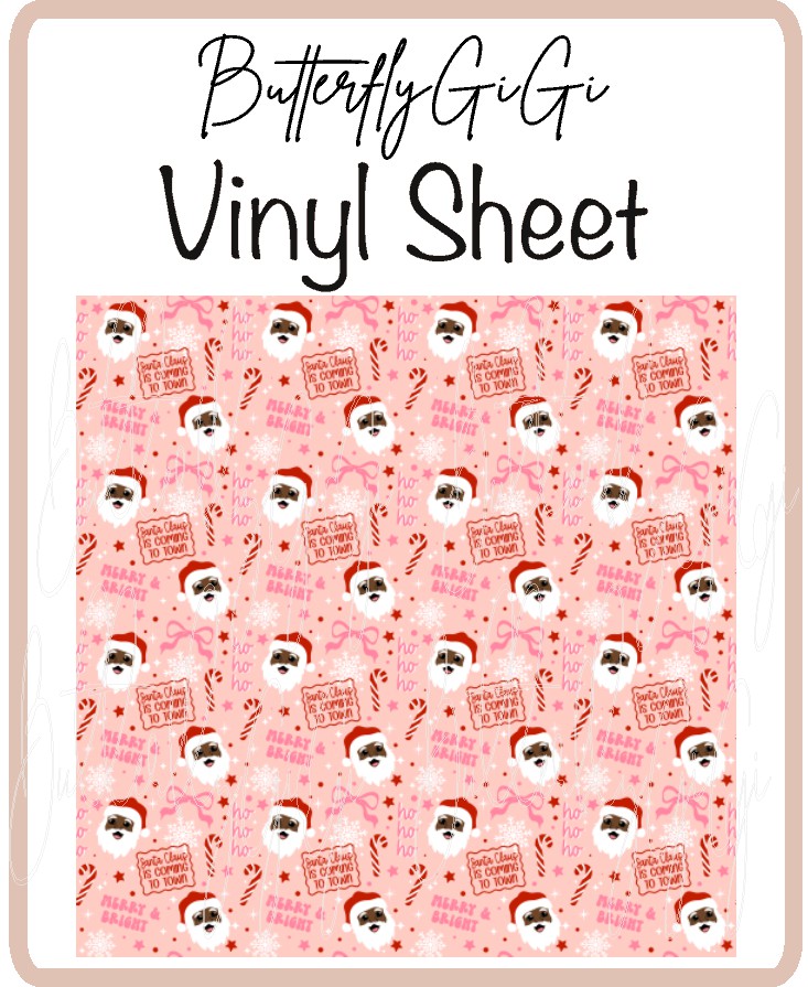 Santa Coming W/B Vinyl Sheet