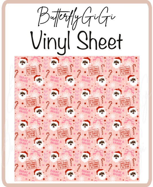 Santa Coming W/B Vinyl Sheet