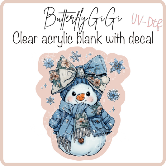 Winter Blue Snowman UvDTF
