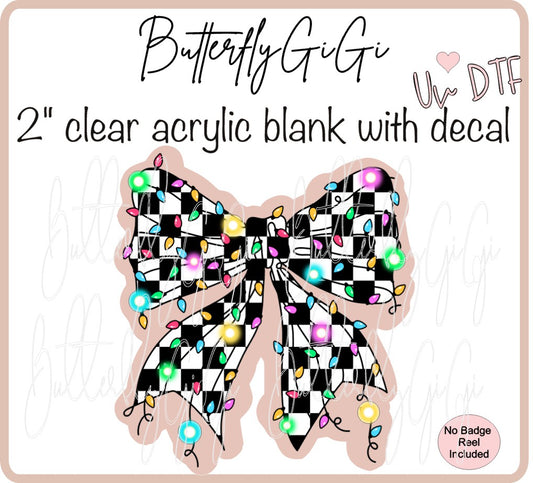 UVDTF Christmas Checkered Bow Lights