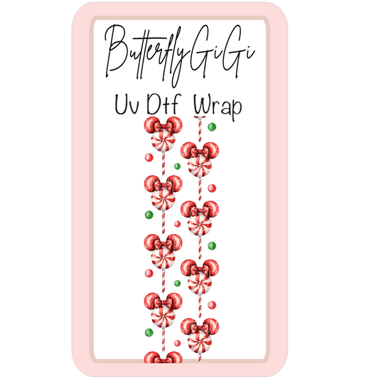 Wrap Christmas Peppermint Ears Stick UV Dtf