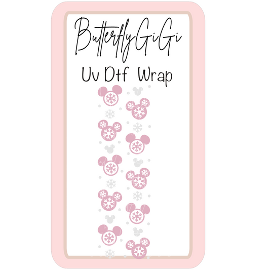 Wrap Christmas Pink Ears Snow flake UV Dtf