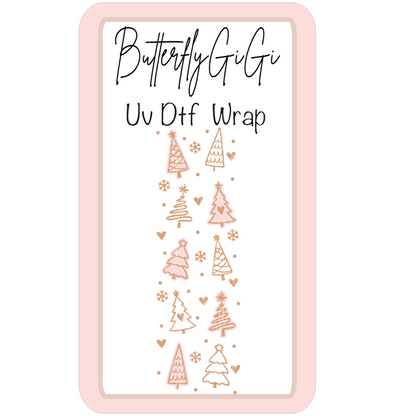Wrap Pink squiggle Christmas tree UV Dtf