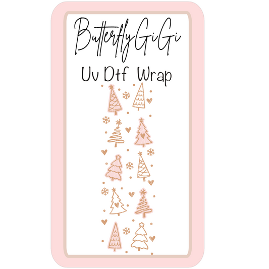 Wrap Pink squiggle Christmas tree UV Dtf