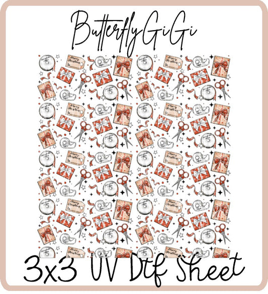 Xmas Wrapping Paper Uv Dtf Sheet