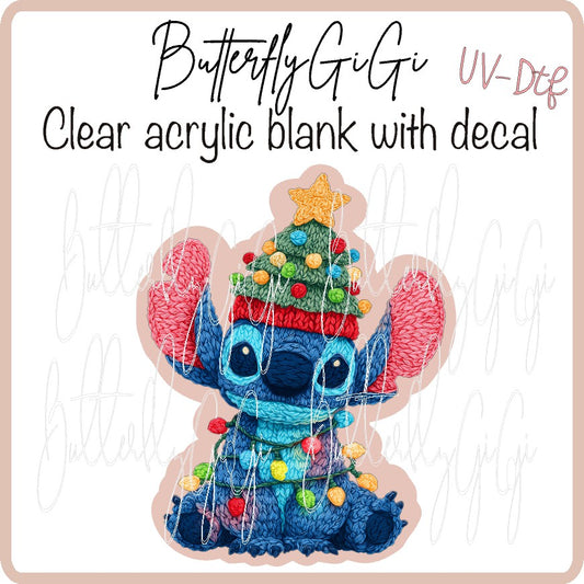 Yarn Blue Alien XMas UV DTF