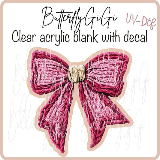 Yarn Fuschia Bow UV DTF