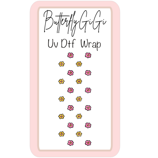 Wrap Yellow Pink Daisy UV Dtf